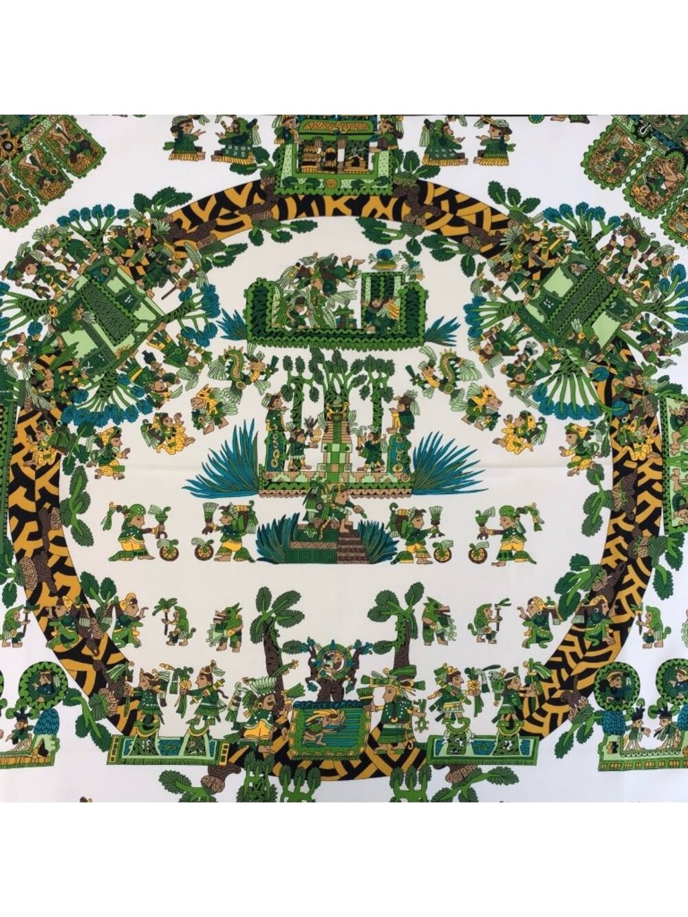Hermes Astres Et Soleils Carre 90 Green Multicolor Silk Scarf - Picture 6 of 9